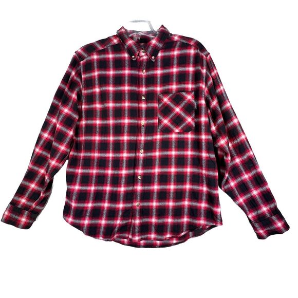 Woolrich Shirt Mens Large Red Black Plaid Heritage Flannel Country Rustic Grunge - Picture 1 of 10